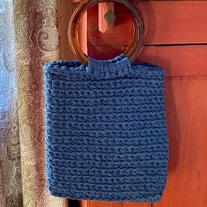 Binge Knitting hand-crocheted tote bag, royal blue